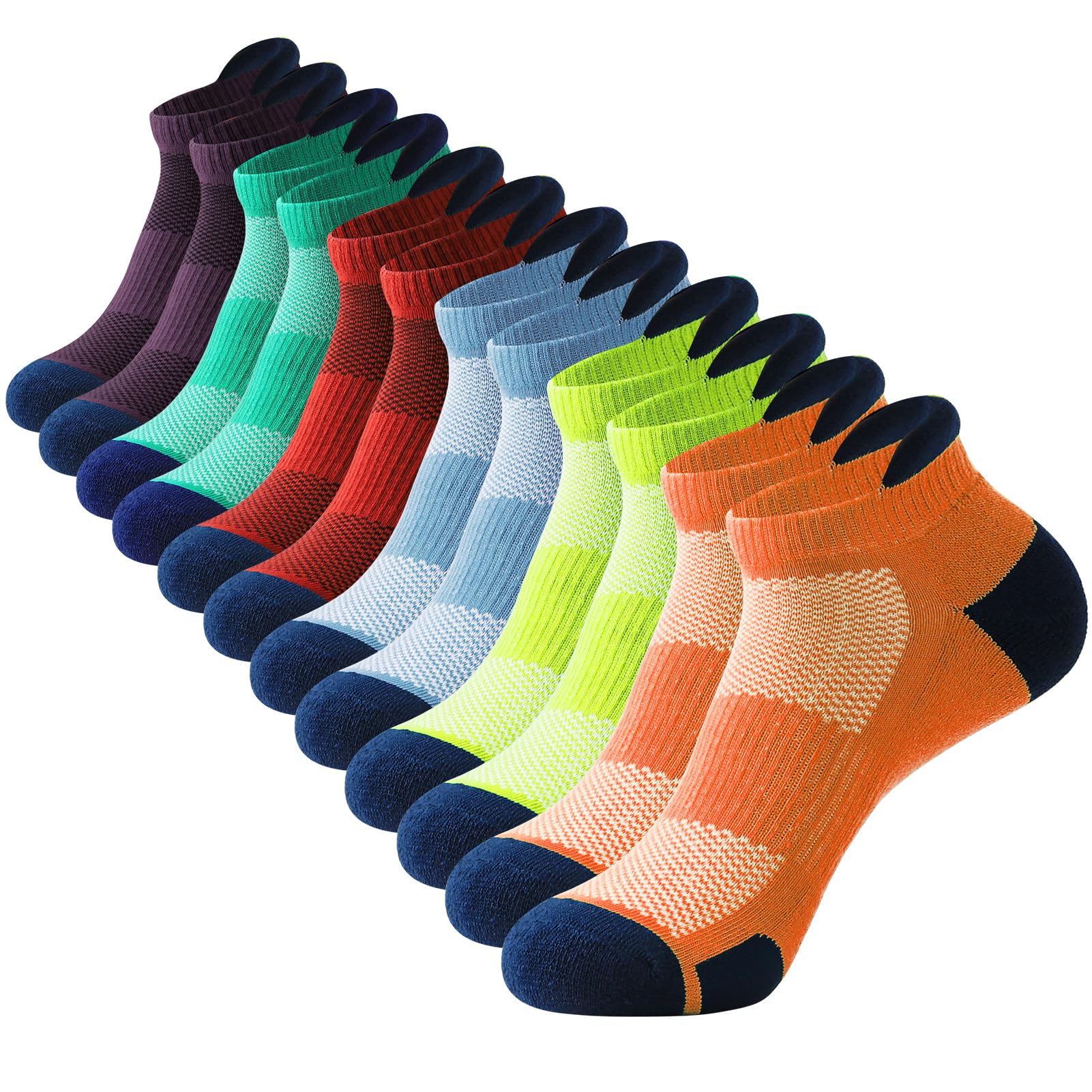 JOYNÉE Mens Ankle Athletic Low Cut Socks for Men Cushioned Running Sports Workout Tab Socks 6 Pairs